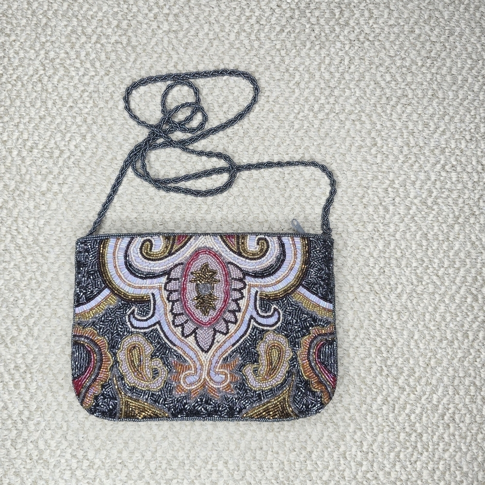 La Regale Multicolor Glass Beaded Evening Crossbody Bag